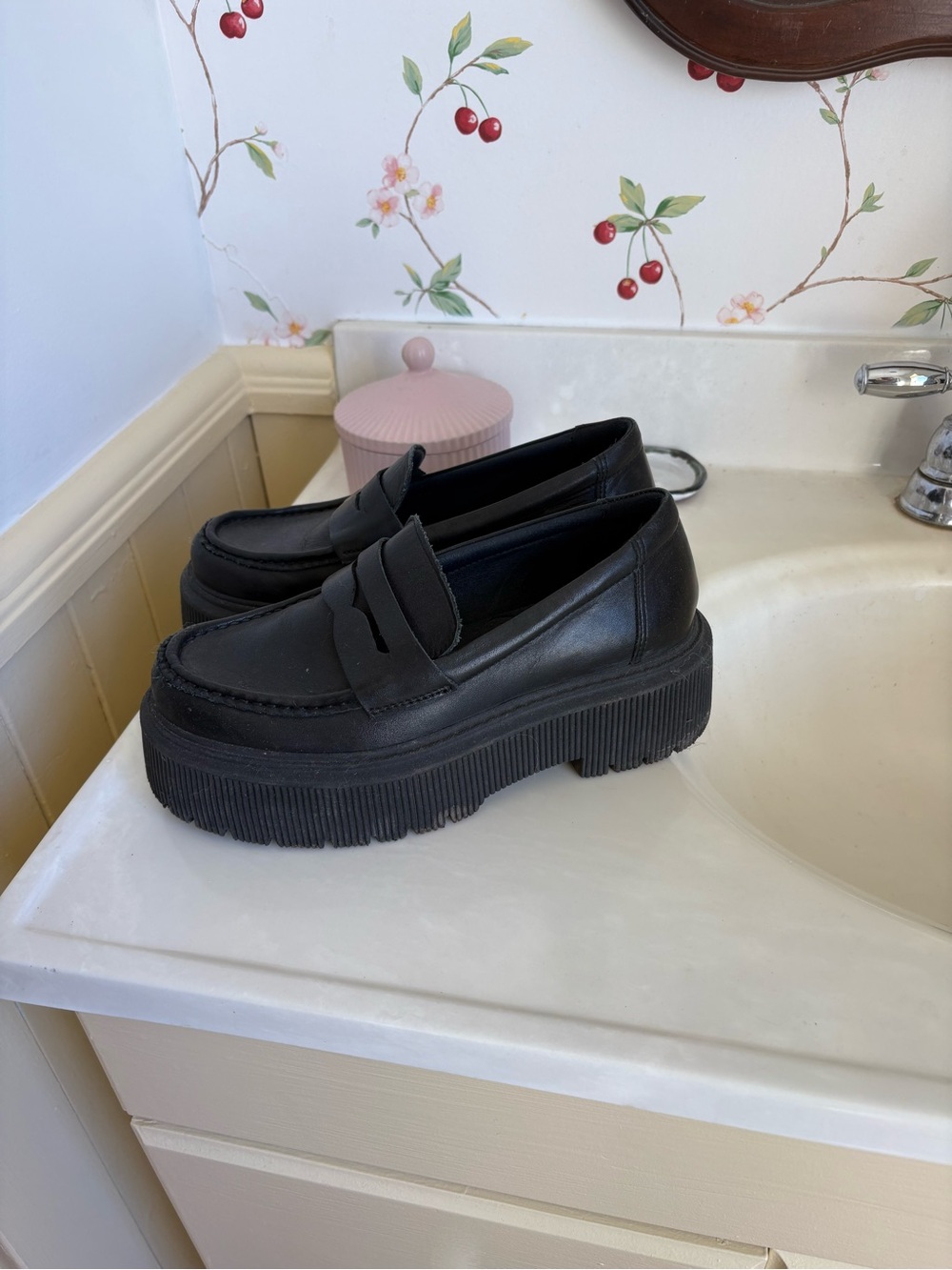 Floyd Platform Penny Loafers in Black - Women's Casual Dress Shoes- Size 6